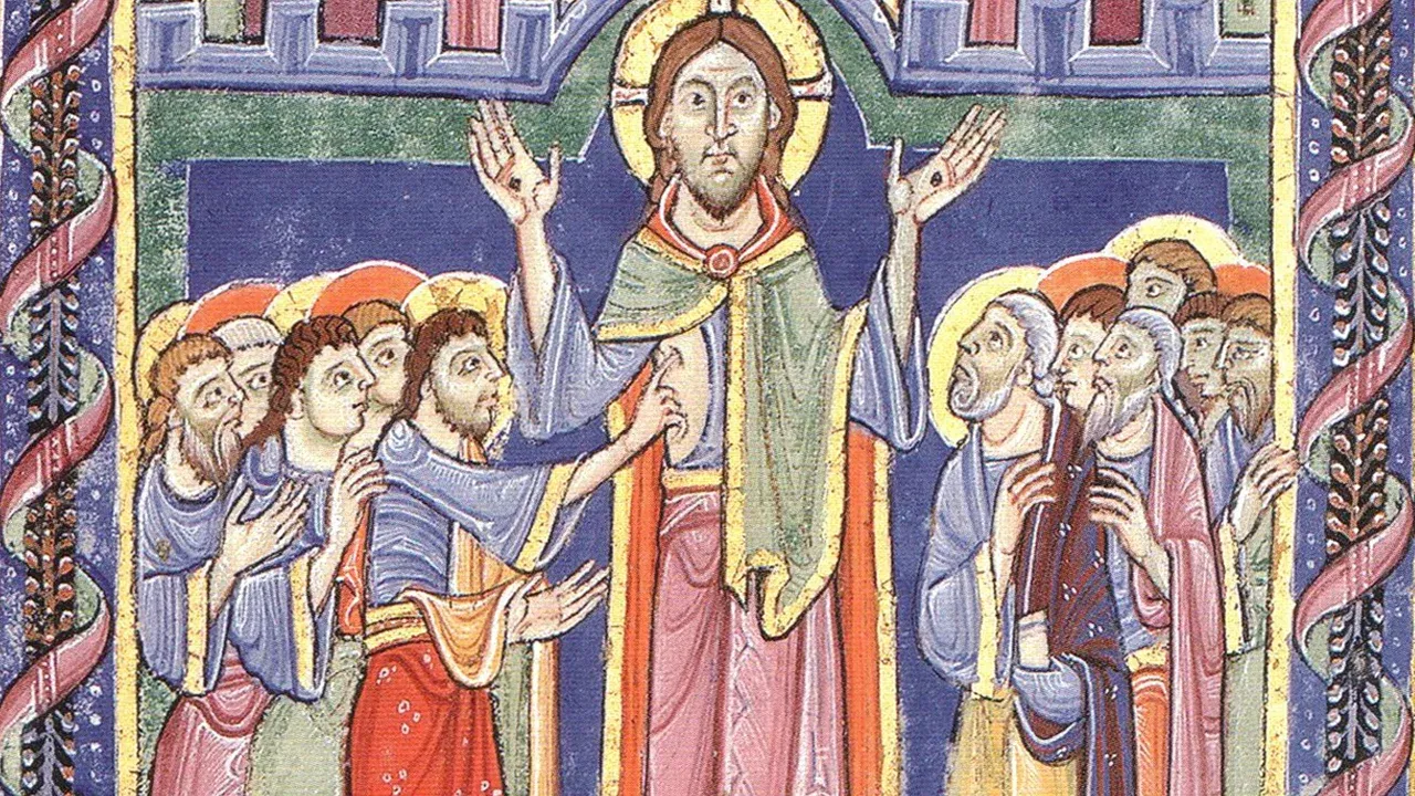 (Thomas l'incrédule, miniature du XIIe siècle)