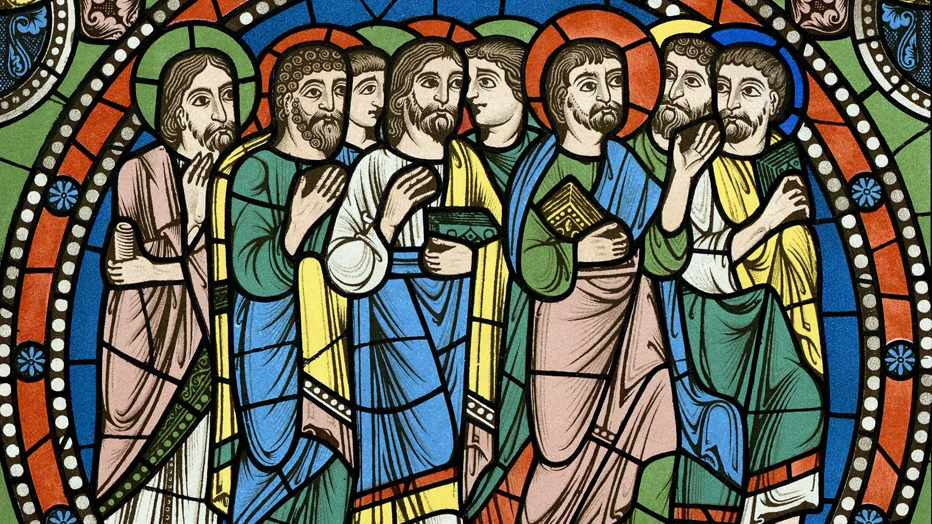 Monographie de la Cathédrale de Chartres - Atlas (1867) - Vitrail de la vie de Jésus Christ - Chromo-lithographie.