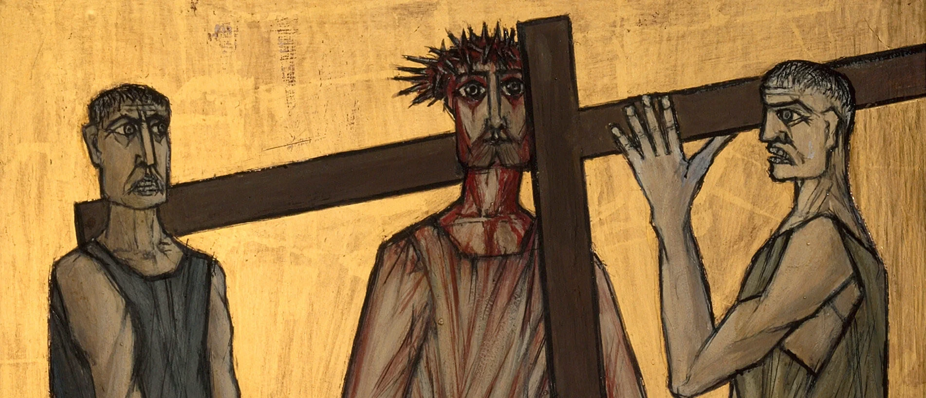Armand Niquille, Chemin de Croix du Christ-Roi, Fribourg, 1955, Station 2, Jésus est chargé de sa croix